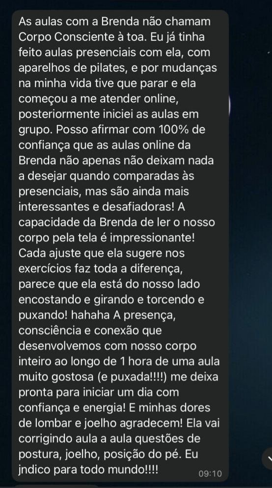 Depoimento da aluna 1
